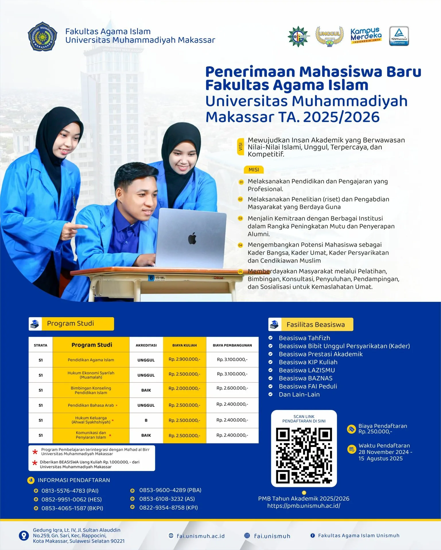 Penerimaan Mahasiswa Baru (PMB) Fakultas Agama Islam Universitas Muhammadiyah Makassar TA. 2025/2026